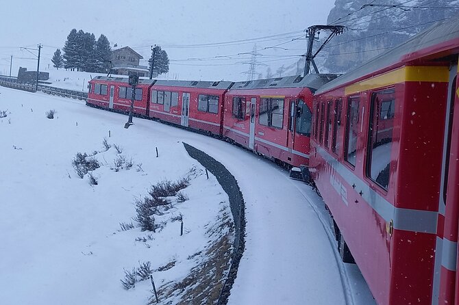 Bernina Red Train, Swiss Alps & St Moritz From Milan - Tirano and the long ride back to Milan