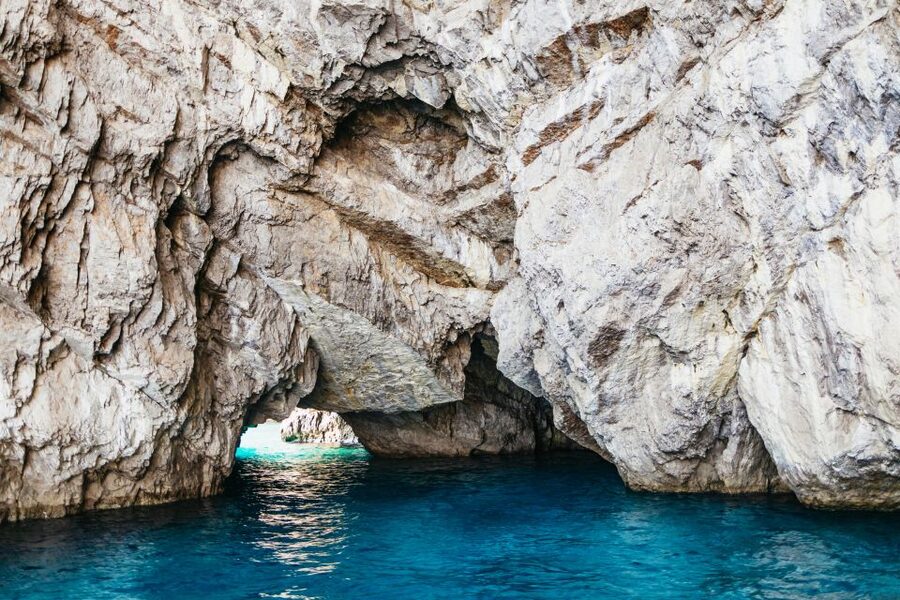 Capri: Island Boat Trip with Grottos - The White and Green Grottos from the sea