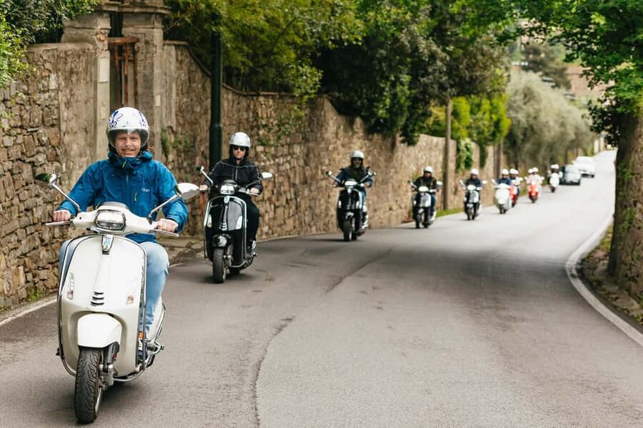 From Florence: Tuscan Countryside Vespa Tour with Tastings - The first ride: Florence views and an old church