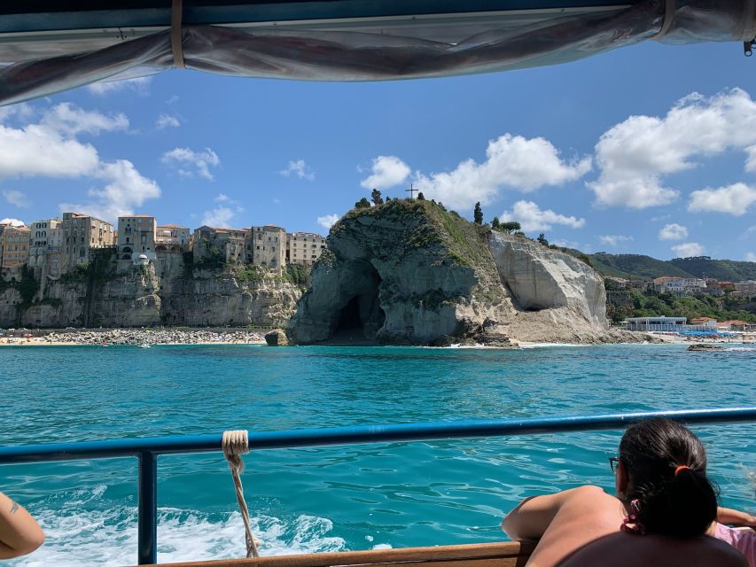 From Tropea: Capo Vaticano boat tour with snorkel & aperitif - Leaving Tropea with Rotonda and Marina dell’Isola ahead