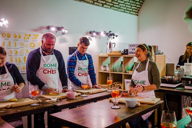 Pasta Cooking Class Near the Colosseum with 3 Spritz Cocktails - Hugo spritz and sauce preparation