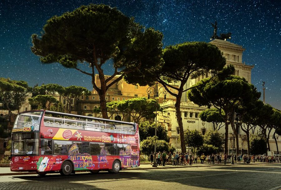 Rome: City Highlights Open-Top Bus Night Tour - Santa Maria Maggiore starts the evening