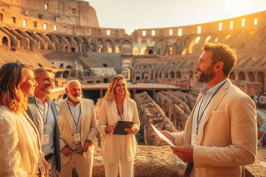 Rome: Colosseum Arena Twilight Tour & Imperial Forum Visit - The first and second levels, with one hour inside
