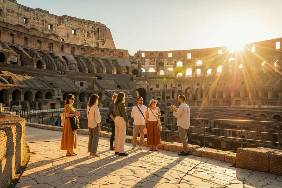 Rome: Colosseum Arena Twilight Tour & Imperial Forum Visit - A guide-led walk along Via dei Fori Imperiali