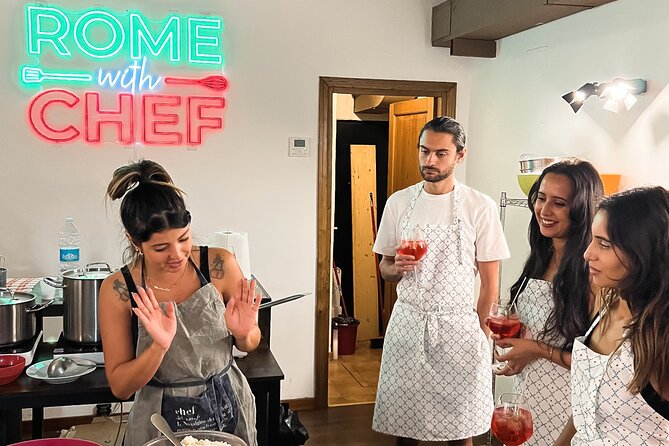 Rome Tipsy Cooking Class: Make Pasta and Mix 3 Spritz Cocktails - Location, timing, and group size