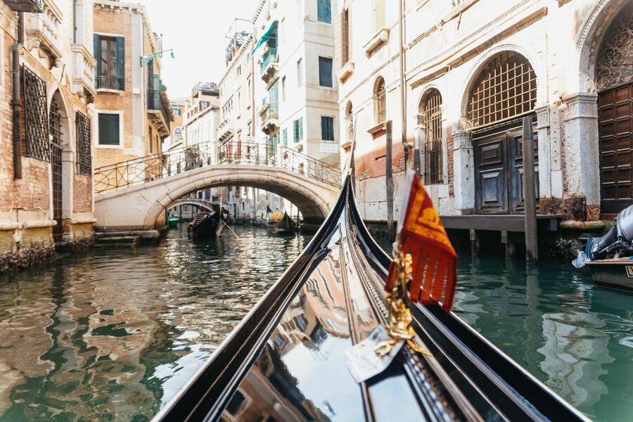 Venice: Grand Canal Gondola Ride with App Commentary - The quieter canals near La Fenice